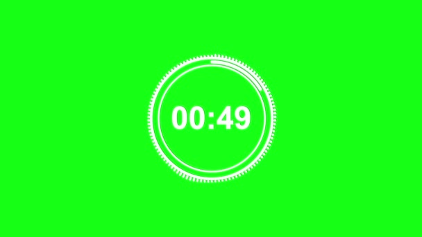 Eine Minute Neon Countdown Chroma Taste — Stockvideo