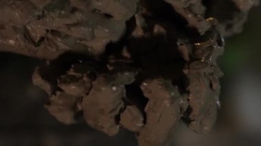 Islak kil ellerle şekilleniyor, yakın plan.