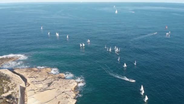 Flying Valletta Malta Blue Mediterranean Sea — Stock Video