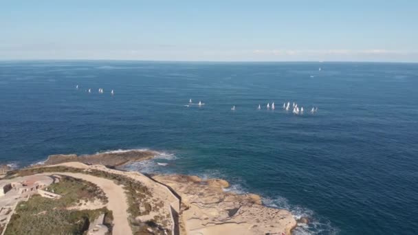 Akdeniz Deki Gemiler Tekneler Malta Valletta Nın Yukarısından — Stok video
