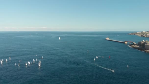 Navios Barcos Mar Mediterrâneo Cima Valletta Malta — Vídeo de Stock