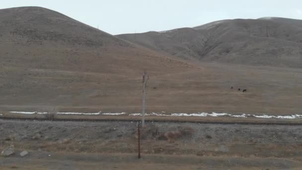 Ferrovia Abandonada Inverno — Vídeo de Stock