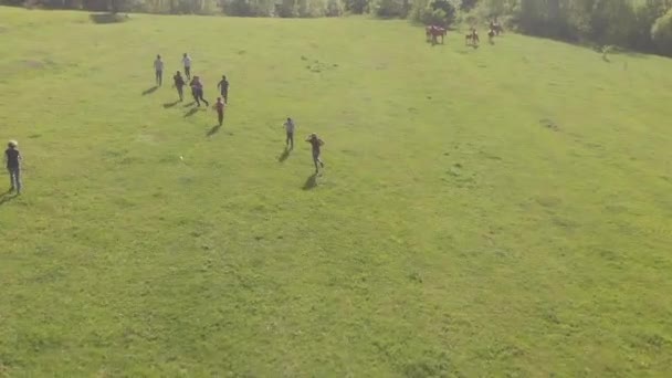 Glückliche Kinder Laufen Tal — Stockvideo