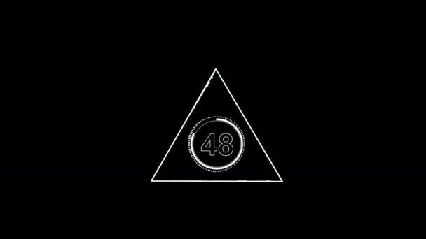 Eine Minute Countdown Timer Dreieck Auf Schwarzem Bildschirm — Stockvideo