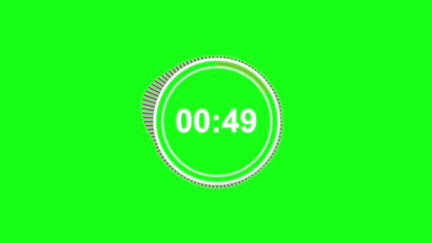 Eine Minute Countdown Kreis Auf Chroma Taste — Stockvideo