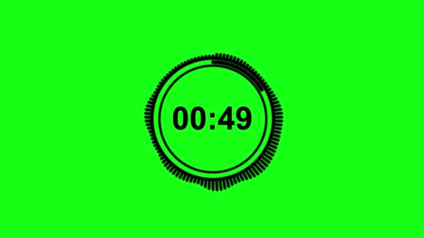 Eine Minute Countdown Kreis Auf Chroma Taste — Stockvideo