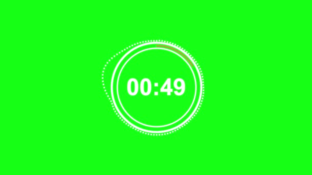 Eine Minute Countdown Kreis Auf Chroma Taste — Stockvideo