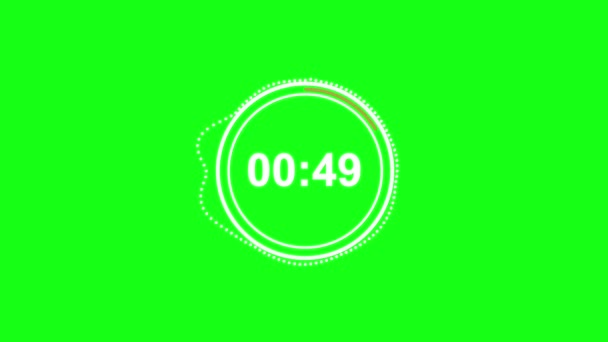 Eine Minute Countdown Kreis Auf Chroma Taste — Stockvideo