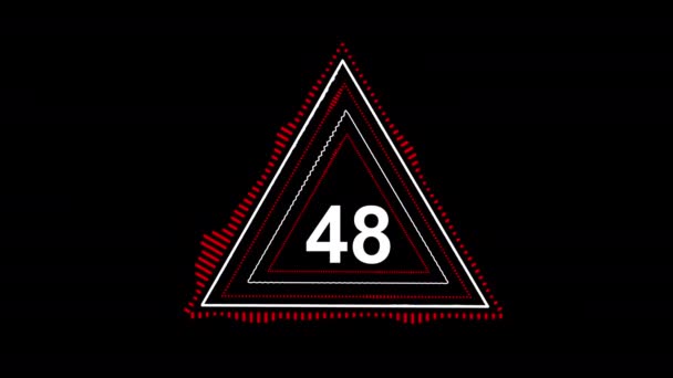 ブラックスクリーンの三角形の1分カウントダウンタイマー — ストック動画