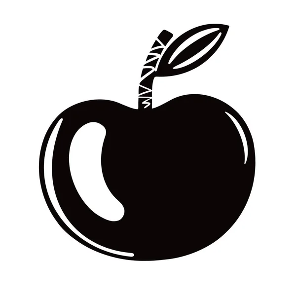 Apple silhouette in black color for icon — Stock Vector