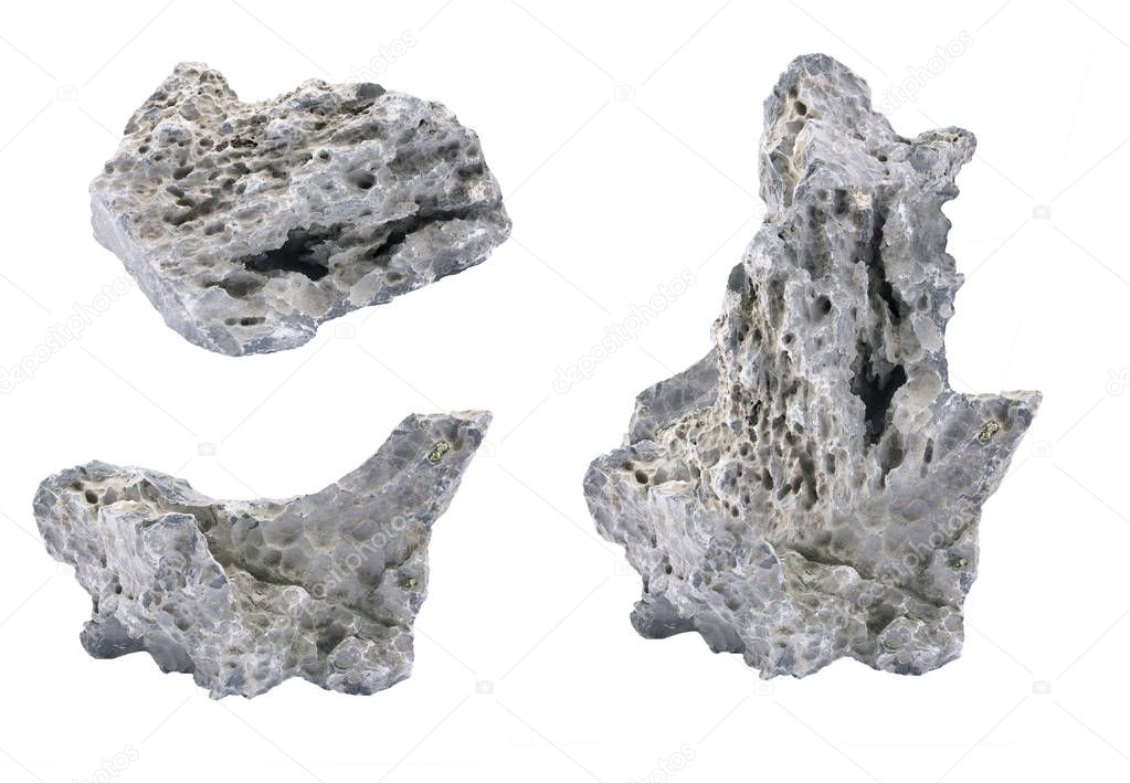 Gray stones on a white background