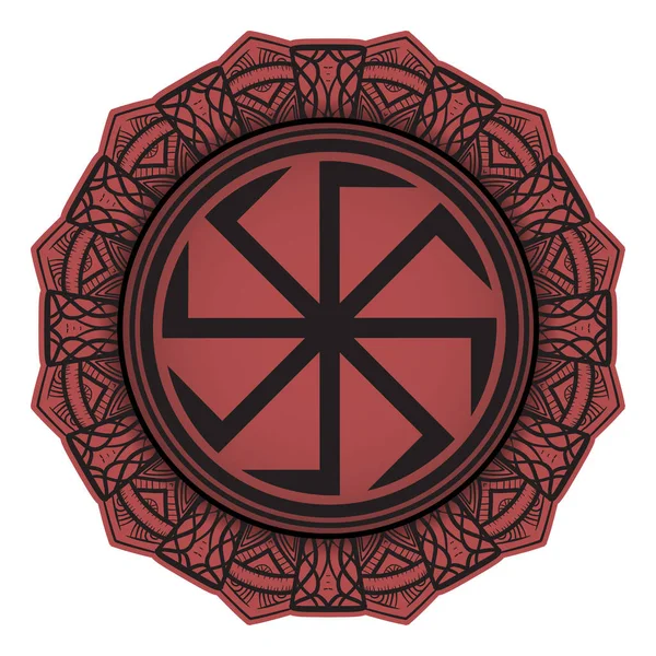 Symbol Slavic God Representing Sun Decorated Mini Mandala — Stock Vector