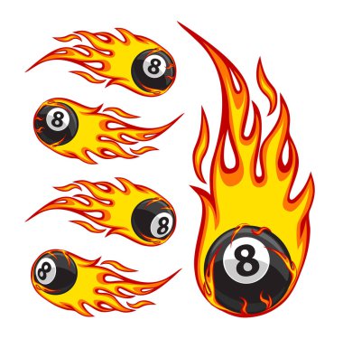 Vector illustration of a billiard ball in fire clipart