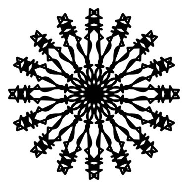 Beyaz arka planda soyut mandala. Tebrik kartı, davetiye, dövme. Stres Önleyici Terapi Kalıbı.