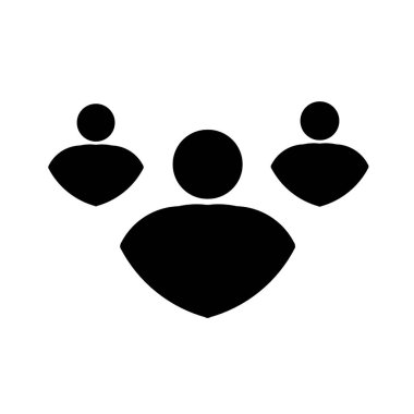 Beyaz arkaplanda izole edilmiş bir grup insan simgesi.