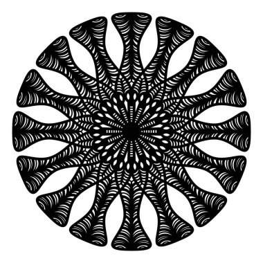 Beyaz arka planda soyut mandala. Tebrik kartı, davetiye, dövme. Stres Önleyici Terapi Kalıbı.