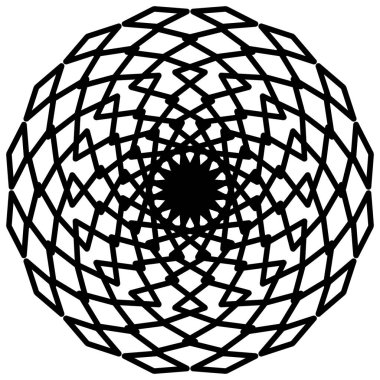 Beyaz arka planda soyut mandala. Tebrik kartı, davetiye, dövme. Stres Önleyici Terapi Kalıbı.