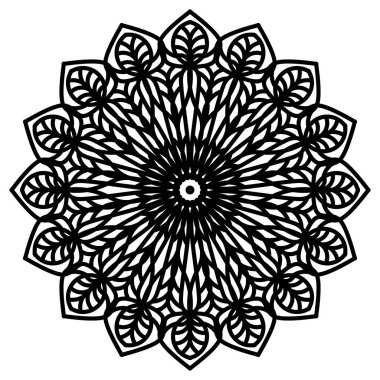 Beyaz arka planda soyut mandala. Tebrik kartı, davetiye, dövme. Stres Önleyici Terapi Kalıbı.