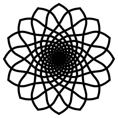 Beyaz arka planda soyut mandala. Tebrik kartı, davetiye, dövme. Stres Önleyici Terapi Kalıbı.