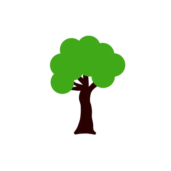 Groene Bladeren Boom Pictogram Witte Achtergrond — Stockfoto