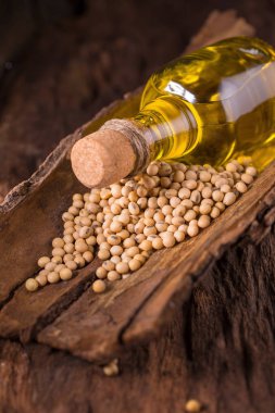 Soya fasulyesi ve soya yağı ahşap tablo