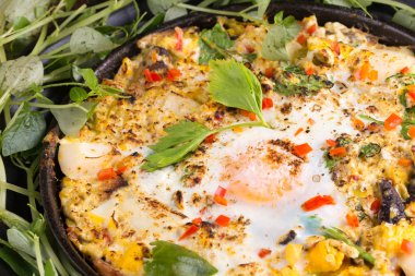 Indochina yumurta Topingler ev yapımı Tay tarzı ile tavada