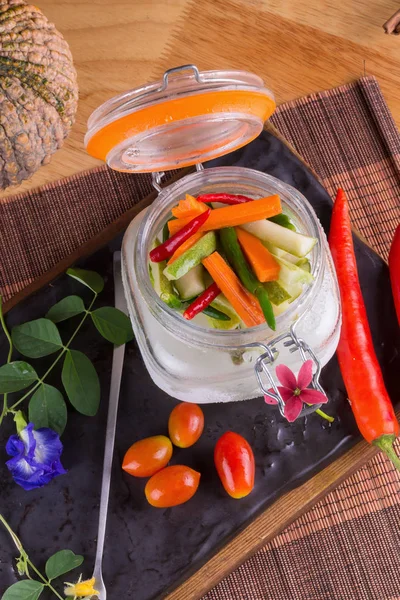 Dill Pickle Spears Open Jar Sandwich Ingredients — Stock Photo, Image