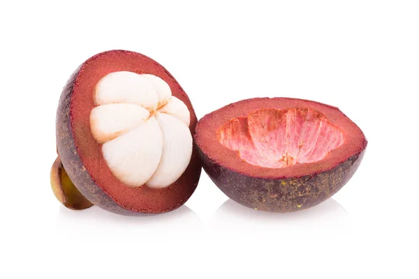 白い背景で隔離の熟したマンゴスチン果物 — ストック写真