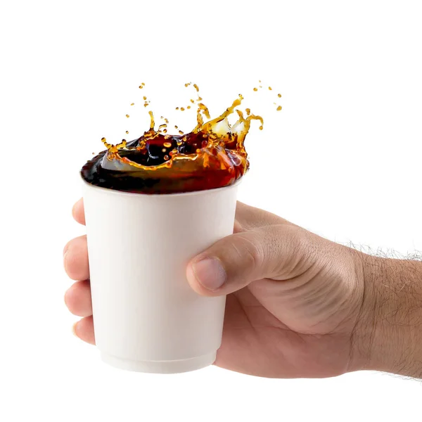 Heißer Kaffee Spritzt Isoliert Auf Weißem Hintergrund — Stockfoto