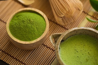 Organik yeşil Matcha çay töreni kümesi