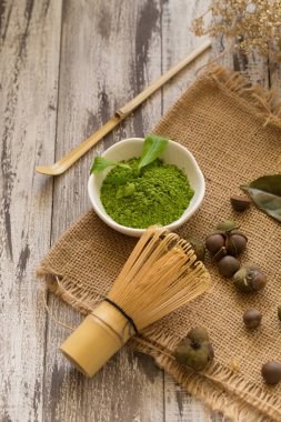 Organik yeşil Matcha çay töreni kümesi