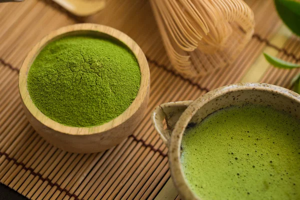 Conjunto Organic Green Matcha Tea Cerimônia — Fotografia de Stock