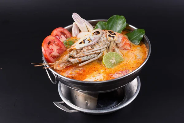 Tom Yum Goong Sopa Picante Frutos Mar Tailandeses — Fotografia de Stock
