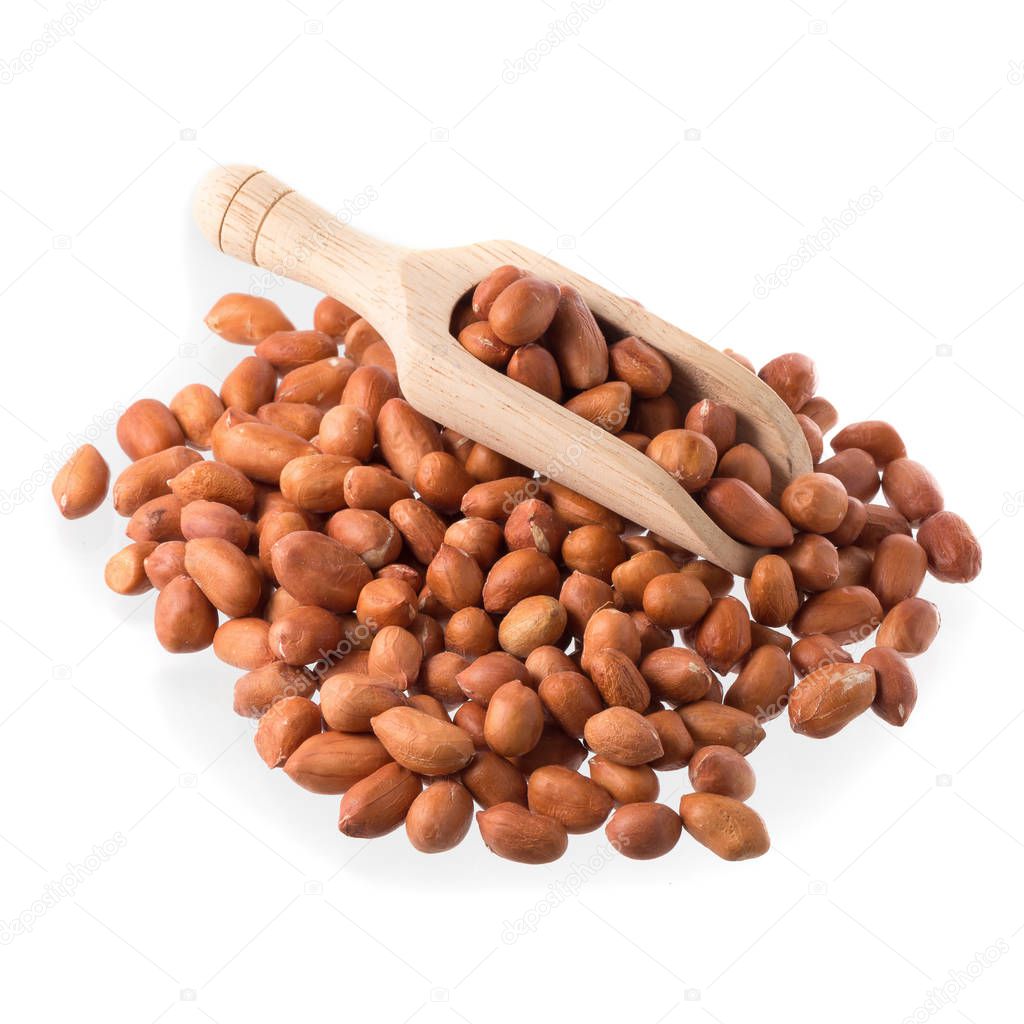 Raw peanuts isolated on white background