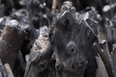 Doğal ahşap kömür doku görünümü Kapat 