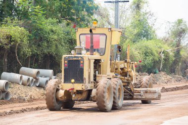 Yol greyder iş yol inşaat sitesinde