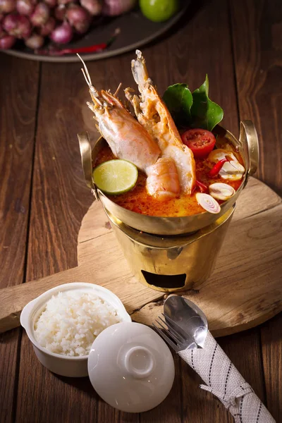 Traditional thai spicy seafood soup Tom yum goong