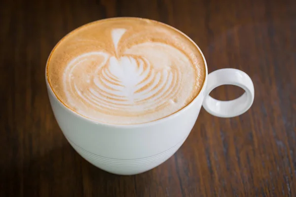 Чашка Кофе Латте Деревянном Фоне — стоковое фото