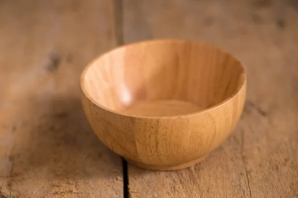 Empty Wooden Bowl Wooden Background — Stock Photo, Image