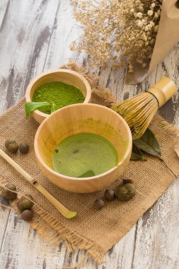 Organik yeşil Matcha çay töreni kümesi