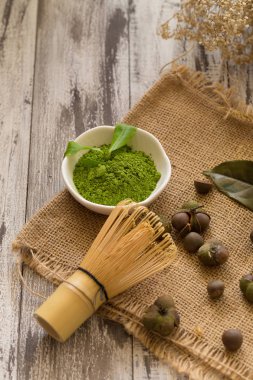 Organik yeşil Matcha çay töreni kümesi