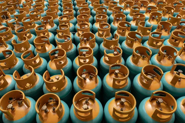 View Rows Lpg Gas Bottles Stack Ready Sell — Stock Photo, Image