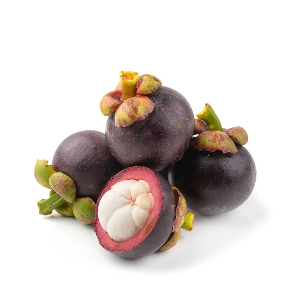Ripe Mangosteen Fruits Isolated White Background — Stock Photo, Image