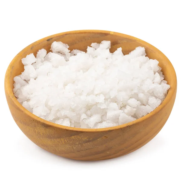 Organic Sea White Salt Crystals White Background — Stock Photo, Image