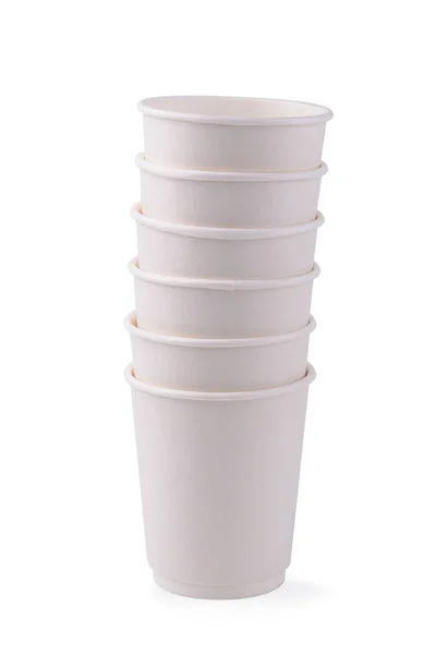 Винос Білий Папір Чашки Кави Ізольовані Білому Тлі — стокове фото
