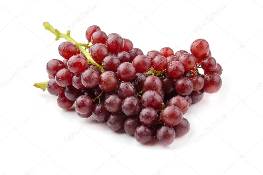 Fresh red grapes isolated on white background.