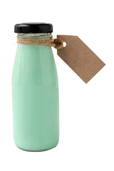 白い背景に分離されたミント牛乳瓶 — ストック写真