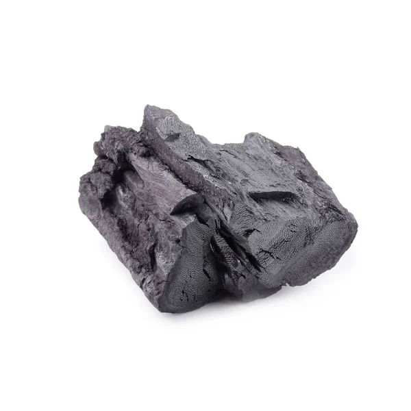 Carvão Natural Madeira Isolado Sobre Fundo Branco — Fotografia de Stock