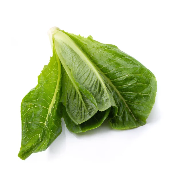 Lechuga Verde Fresca Cos Aislada Sobre Fondo Blanco — Foto de Stock