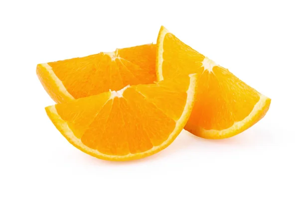 Segmenten Van Fris Oranje Geïsoleerd Witte Achtergrond — Stockfoto